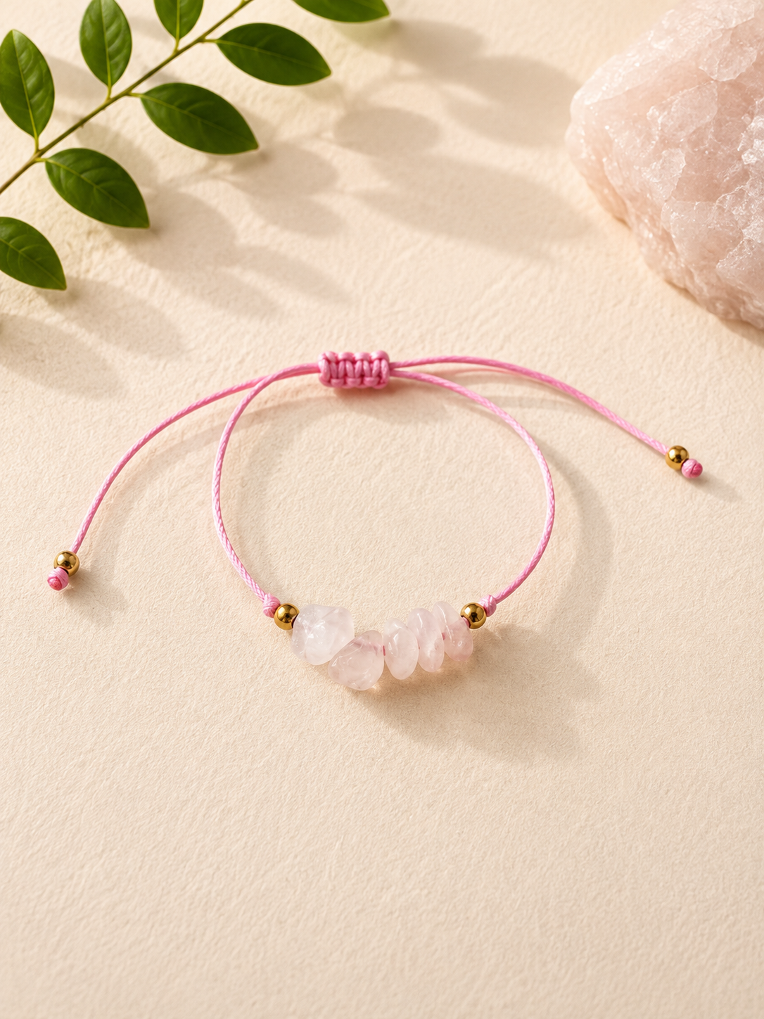 Pulsera de hilo con Cuarzo Rosa