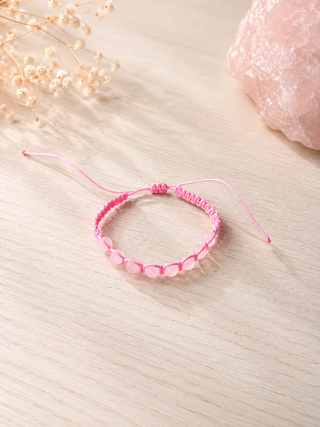 Pulsera de hilo con Cuarzo Rosa