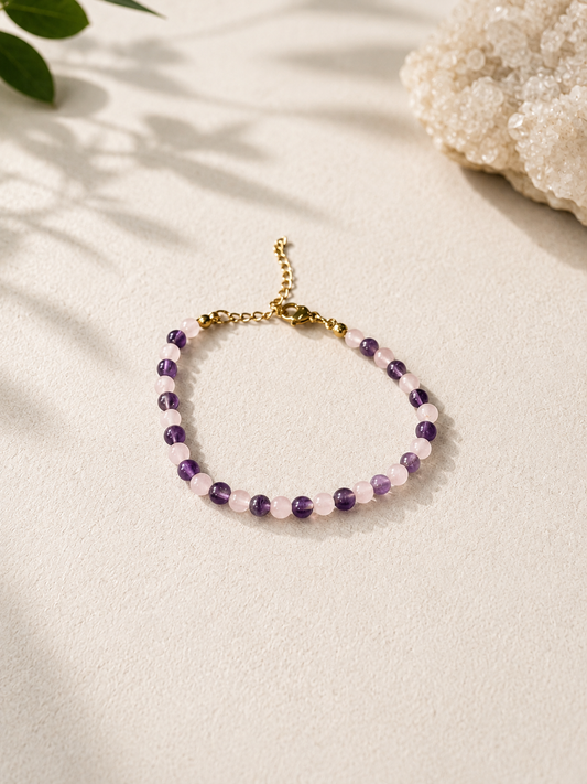 Pulsera Amatista & Cuarzo Rosa