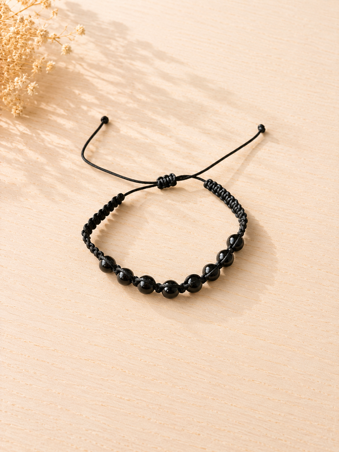 Pulsera Hilo Ágata Negra