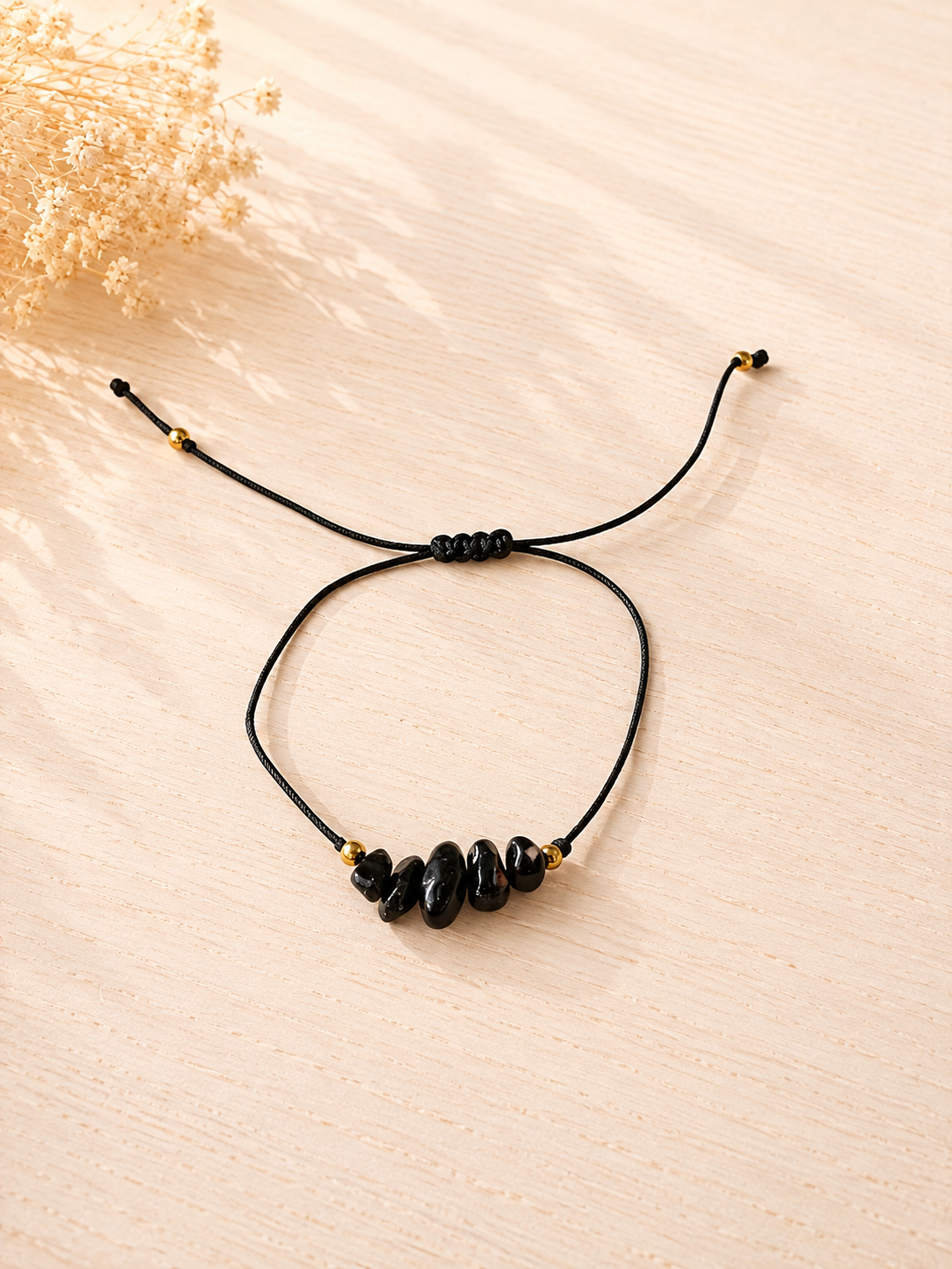 Pulsera Hilo Ágata Negra