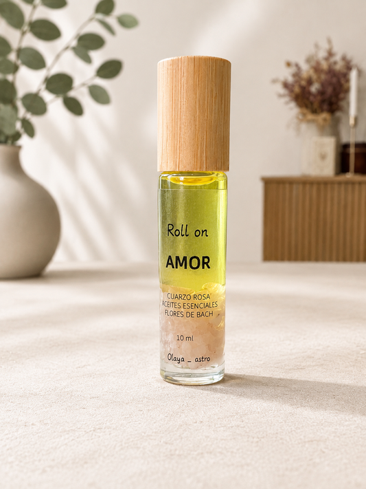 Roll On AMOR – Cuarzo Rosa, Aceites Esenciales y Flores de Bach - 10ml
